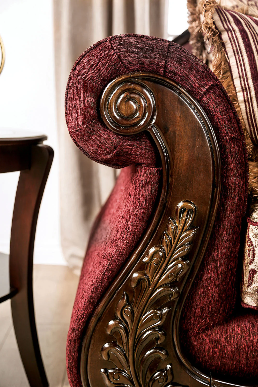 Matteo Burgundy/Brown Sofa - Image 8