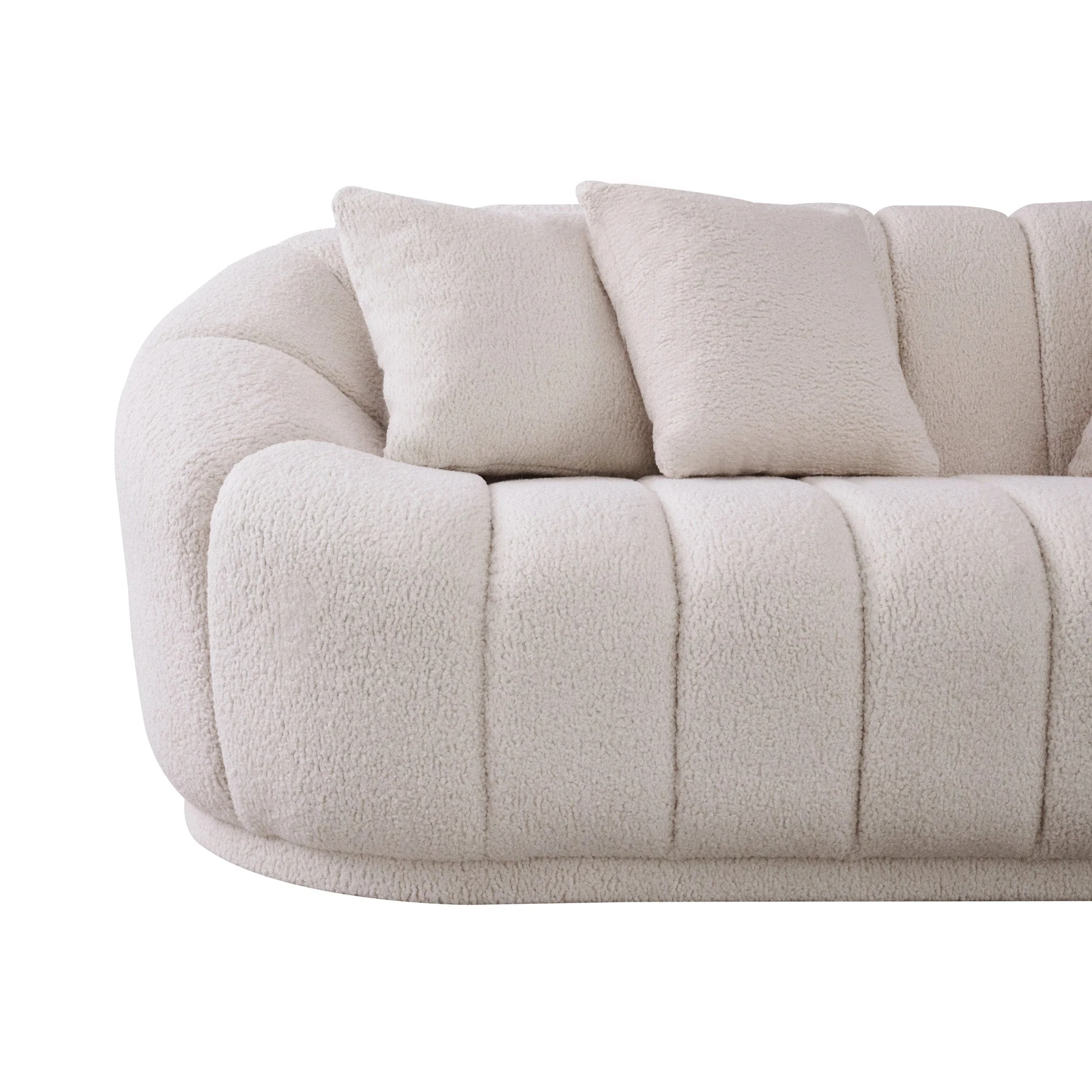 Maximilian Modern Japandi Style Tight Back Boucle Couches - Image 4
