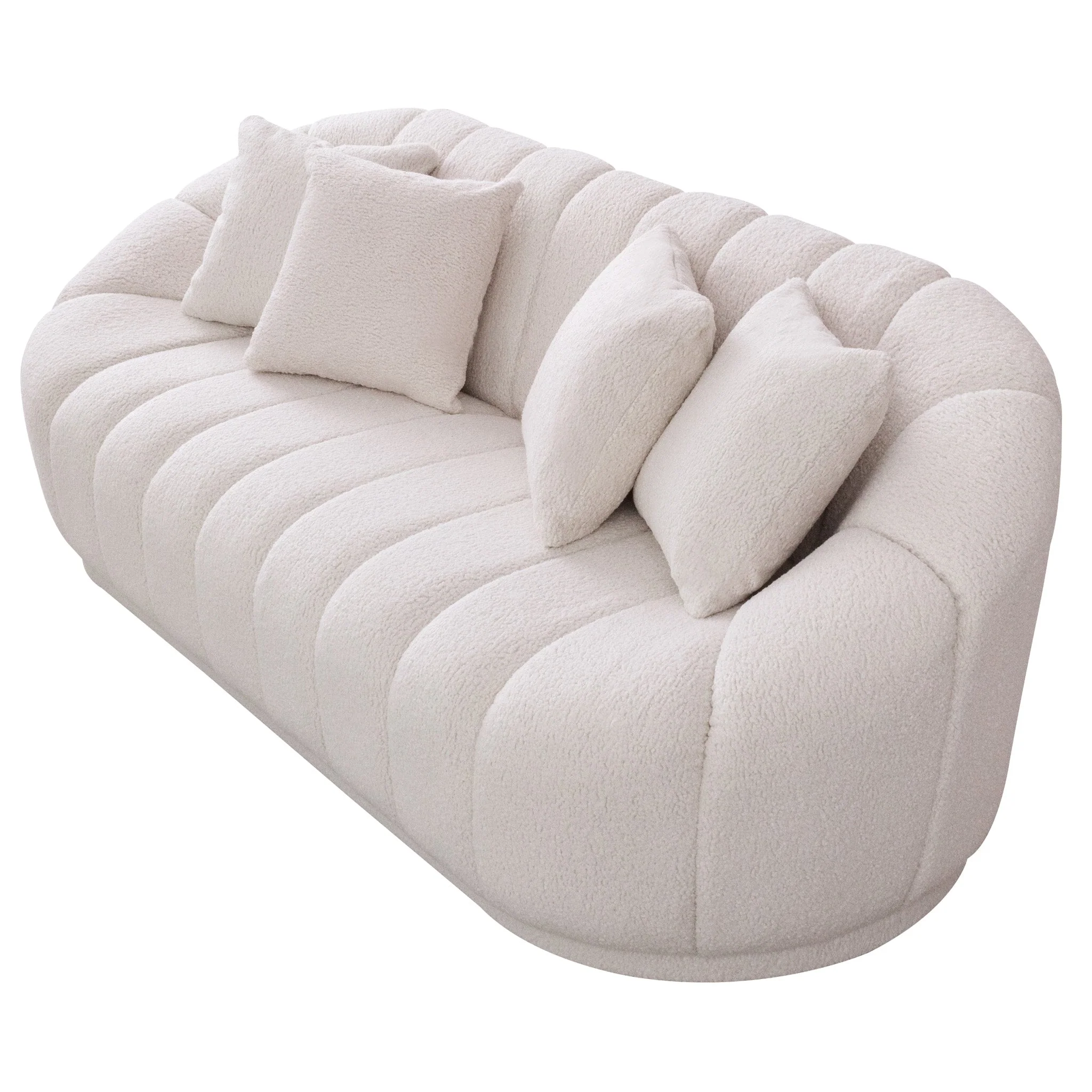 Maximilian Modern Japandi Style Tight Back Boucle Couches - Image 5