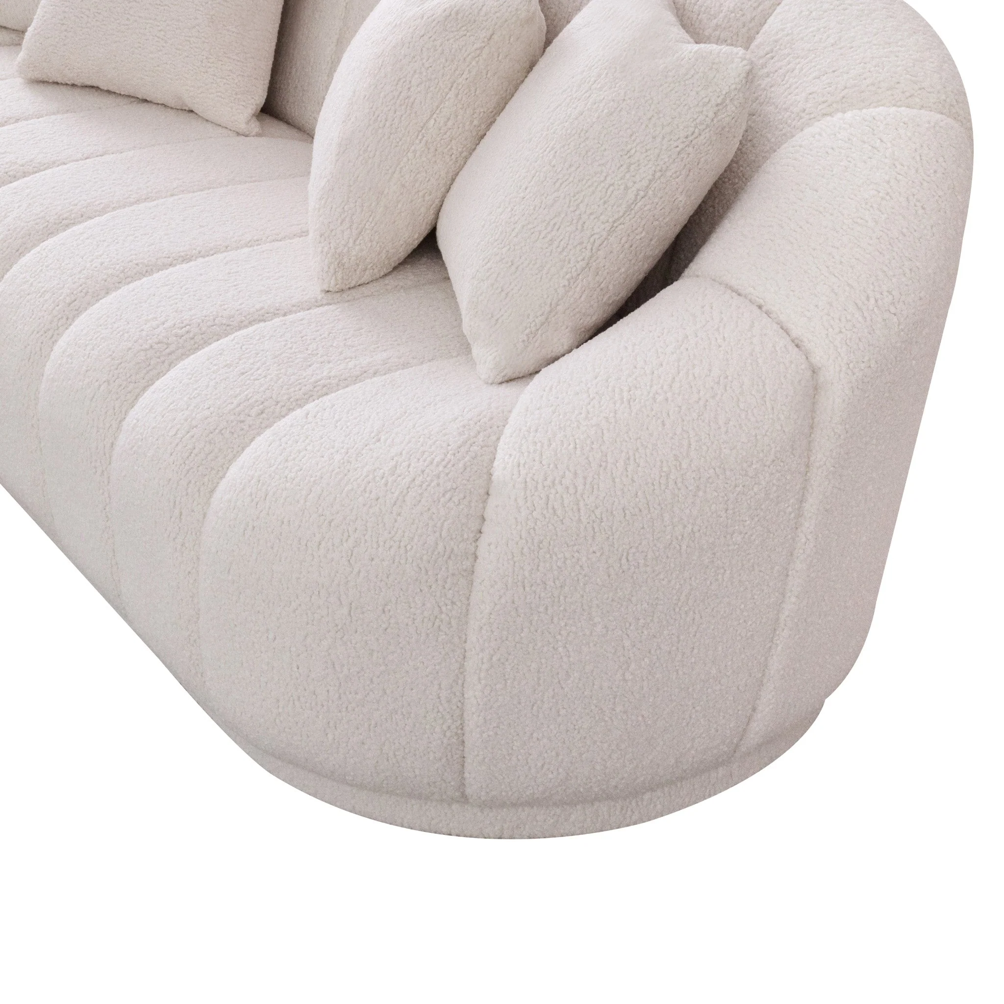 Maximilian Modern Japandi Style Tight Back Boucle Couches - Image 6