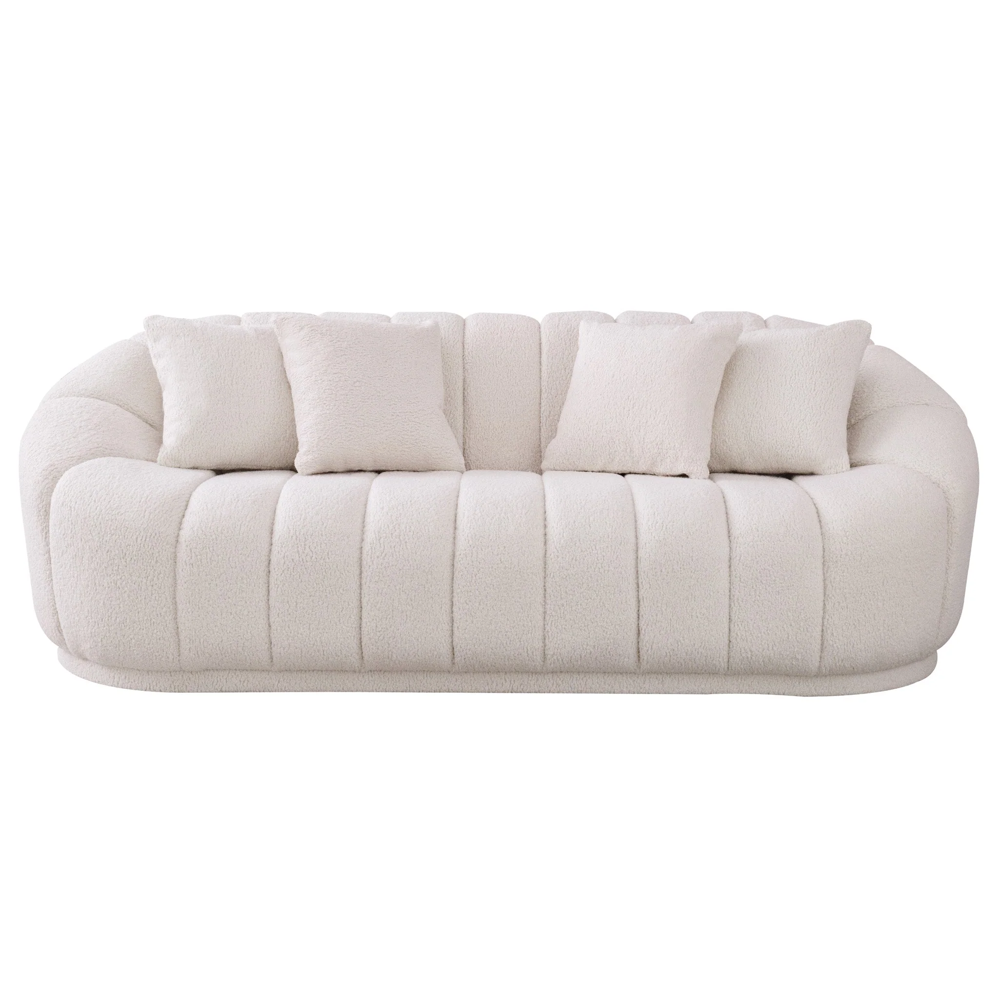 Maximilian Modern Japandi Style Tight Back Boucle Couches - Image 7