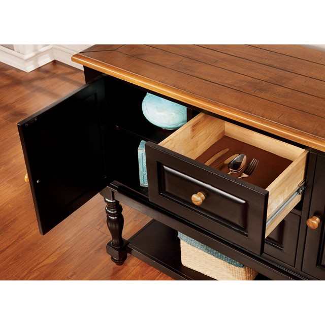Mayville Black/Antique Oak Dining Table w/ 1 X 18" Leaf - Image 4