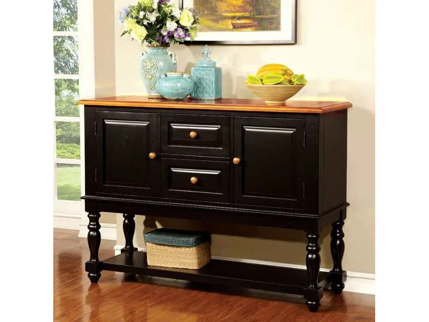 Mayville Black/Antique Oak Server