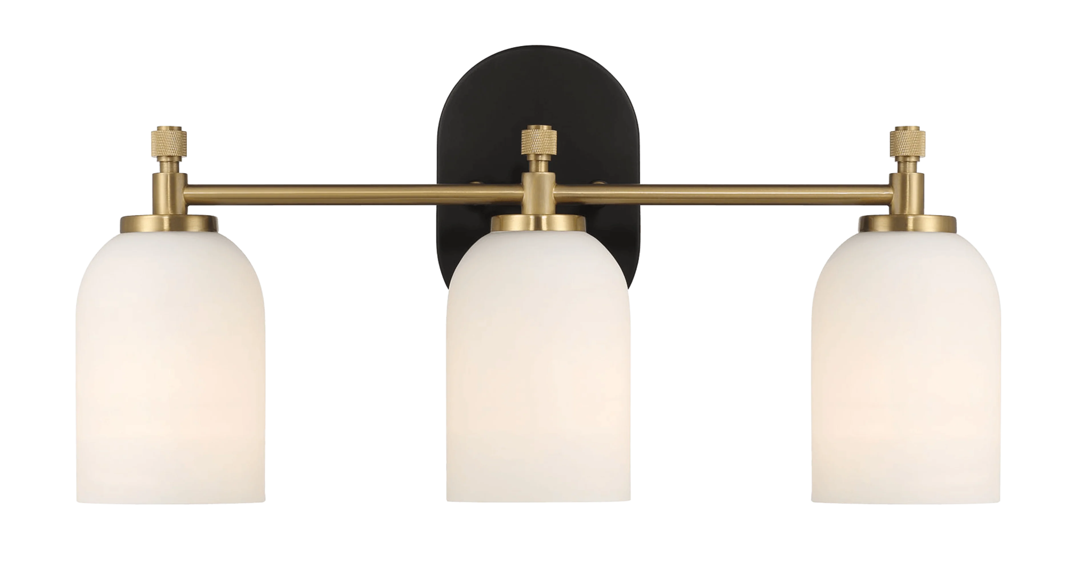 Meadows Three Lights Vanity Brushed Gold Bathroom Wall Light for Bathroom Over Mirror 20.5"W × 10.125"H × 5.5"E with White Frosted Glass - Image 2