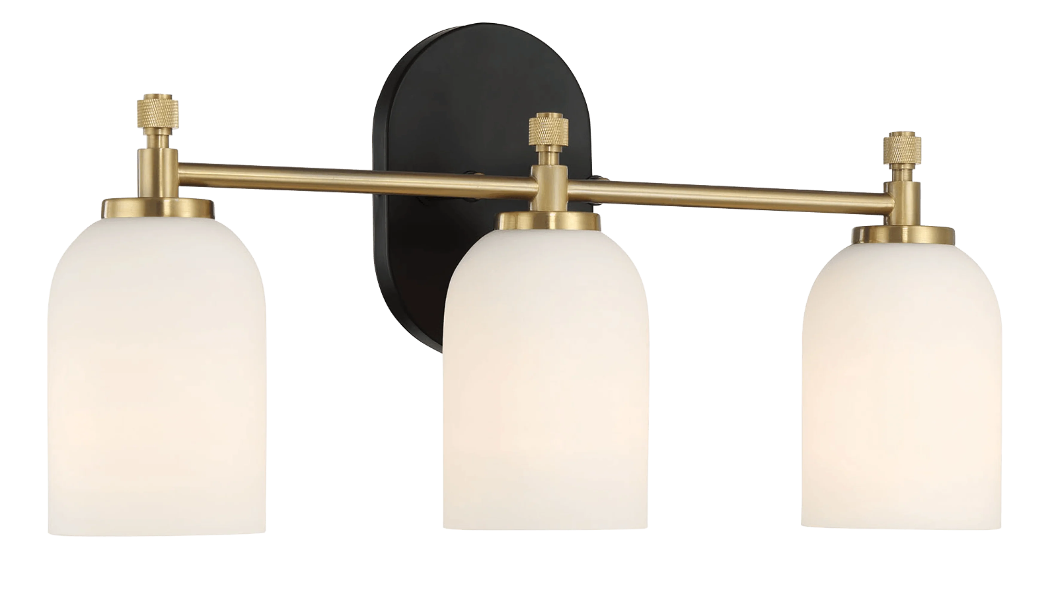 Meadows Three Lights Vanity Brushed Gold Bathroom Wall Light for Bathroom Over Mirror 20.5"W × 10.125"H × 5.5"E with White Frosted Glass - Image 3