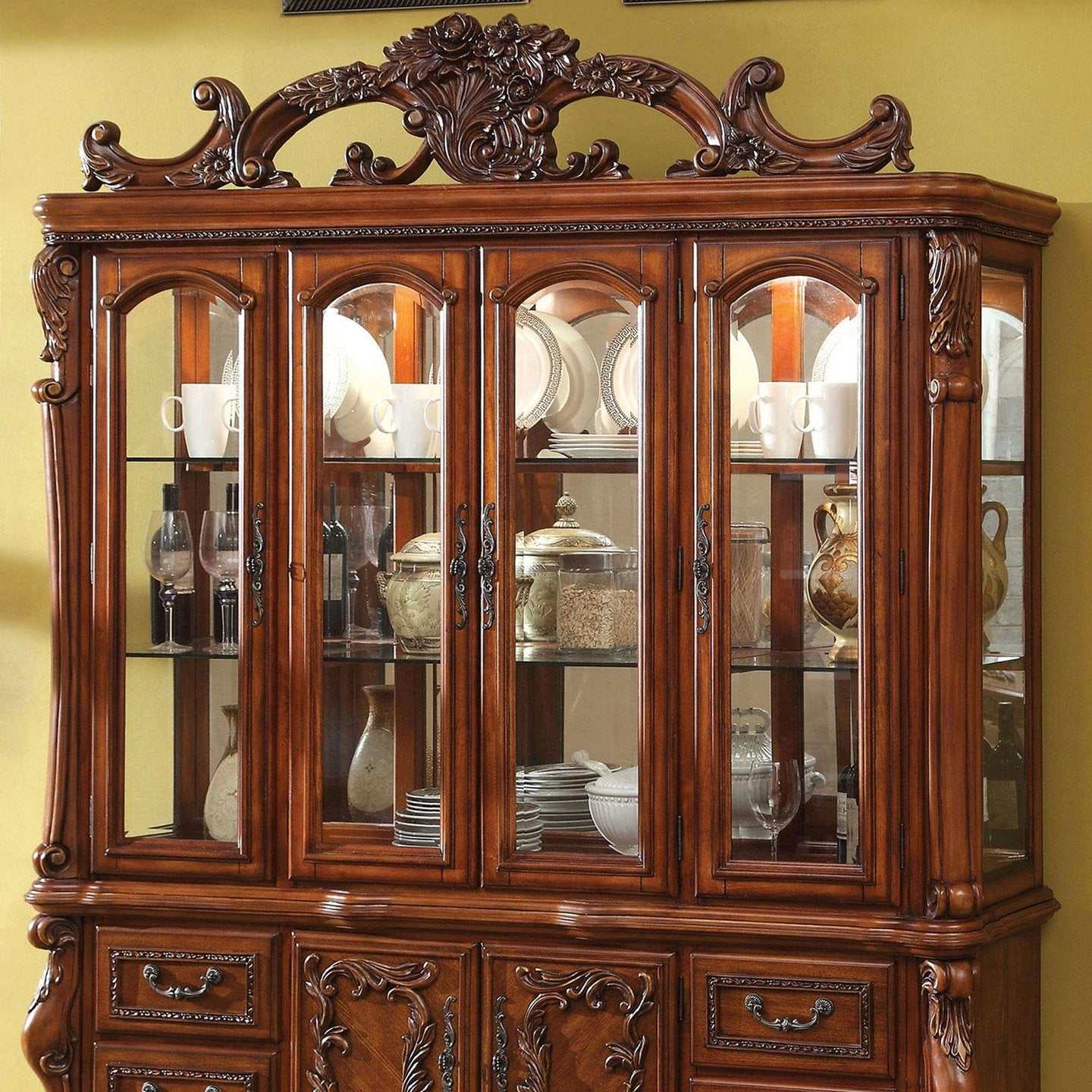 Medieve Antique Oak Curio/Hutch Buffet - Image 2