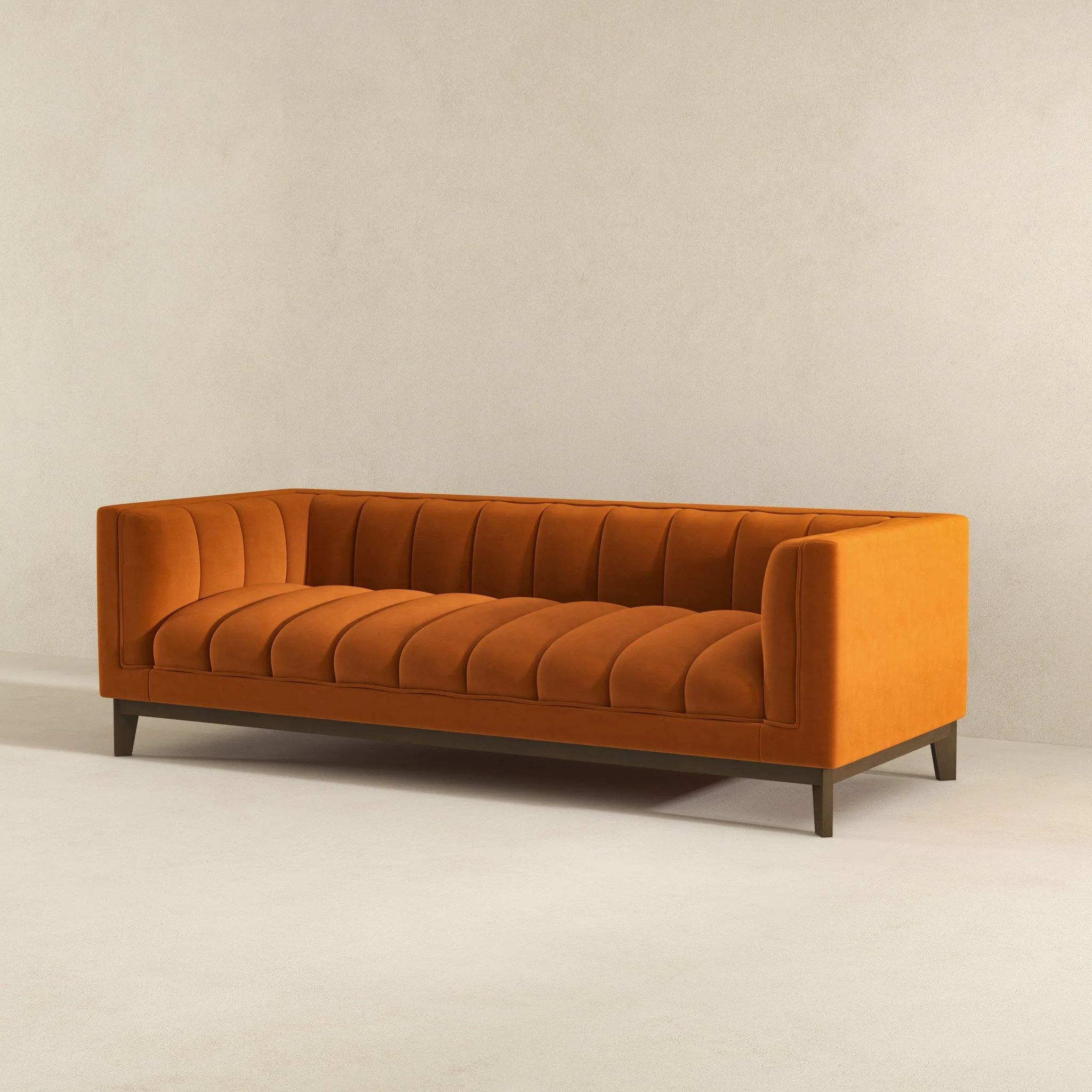 Melissa Mid-Century Orange Velvet Modern Sofa - Image 5