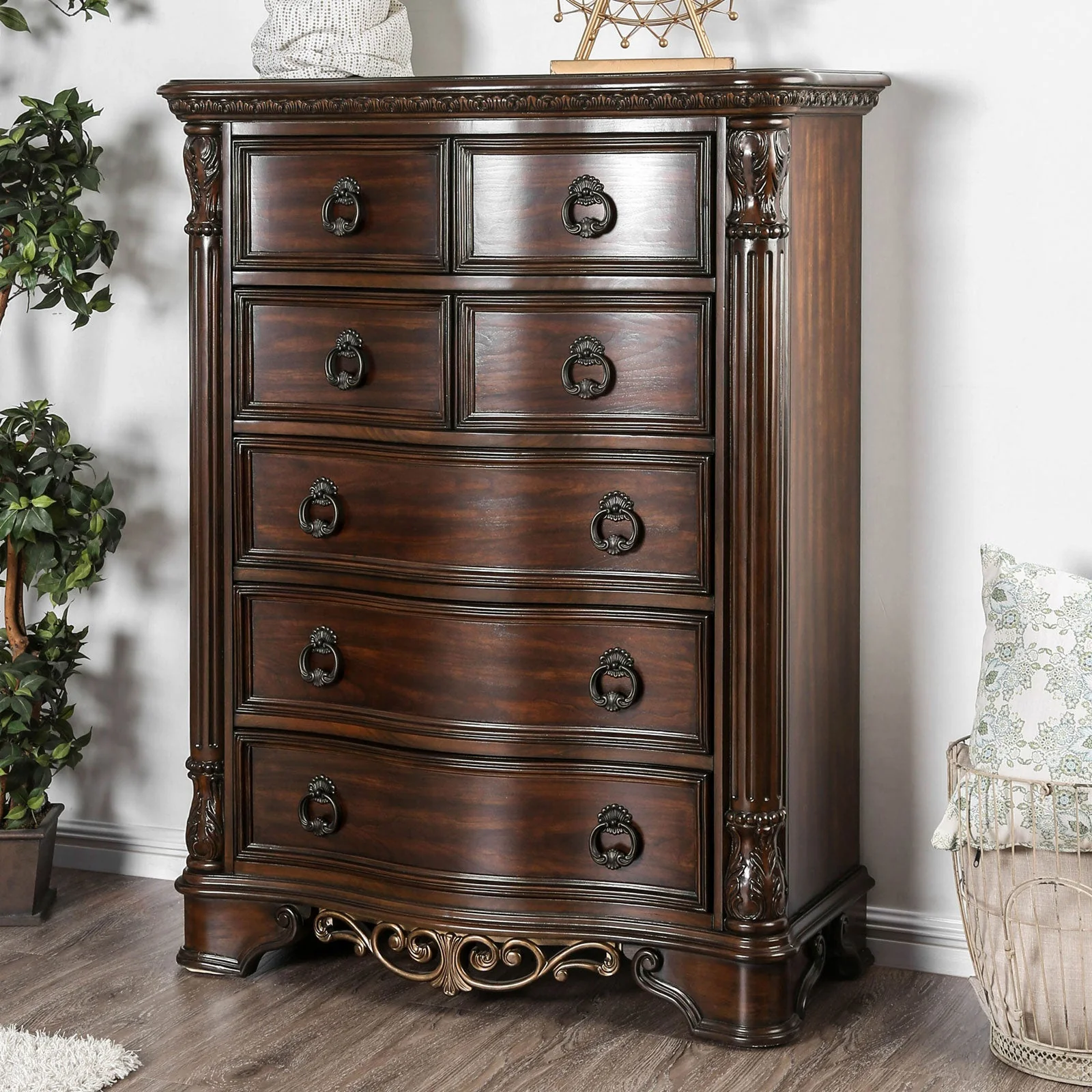Menodora Brown Cherry 5 Pc. Queen Bedroom Set w/ Chest - Image 5