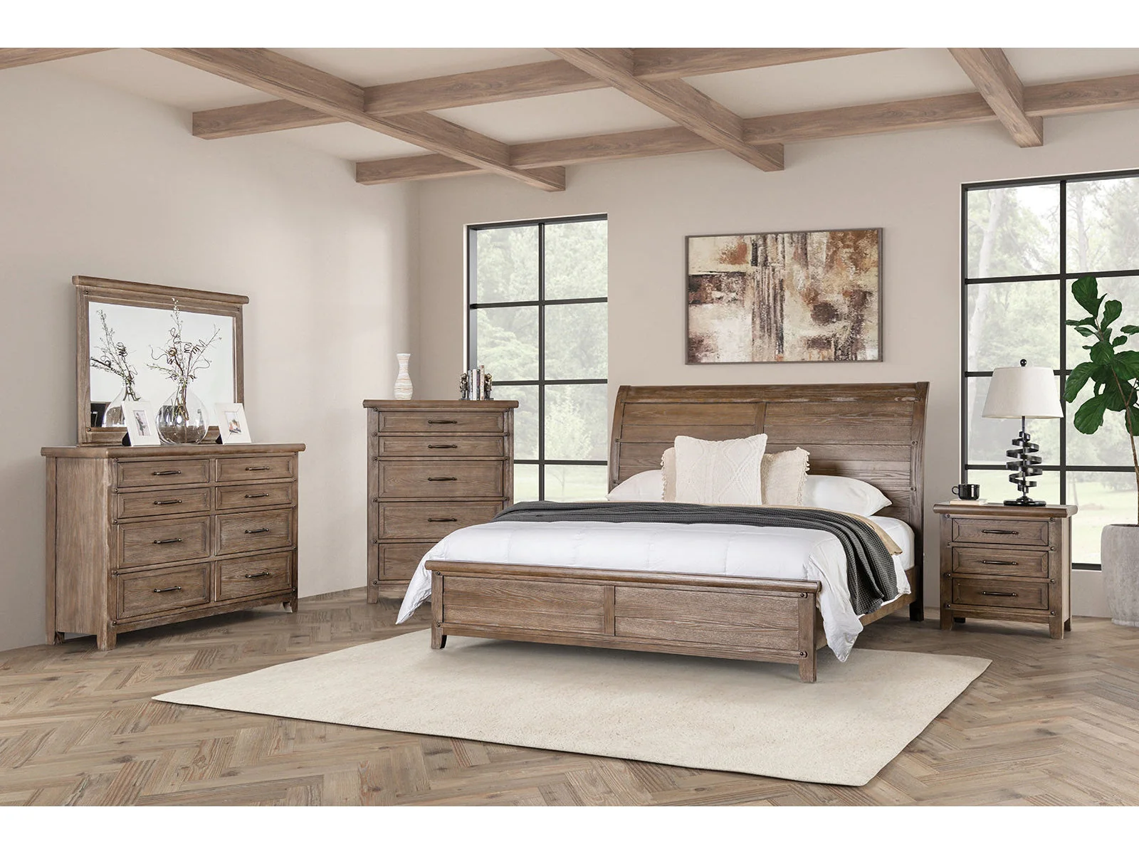 Merthyr Brown 5 Pc. Queen Bedroom Set w/ Chest
