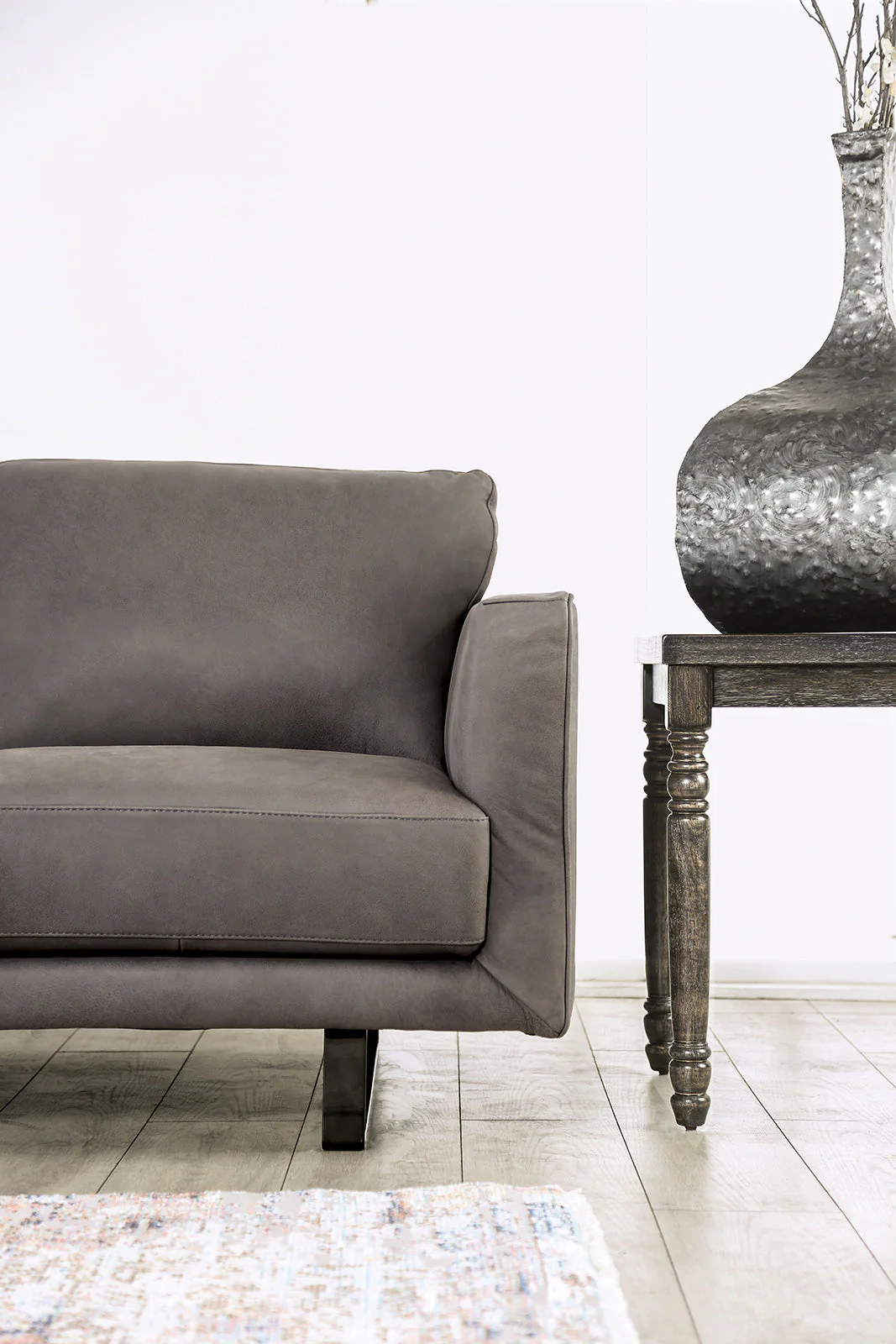 Mezzanotte Gray Real Italian Leather Loveseat - Image 3