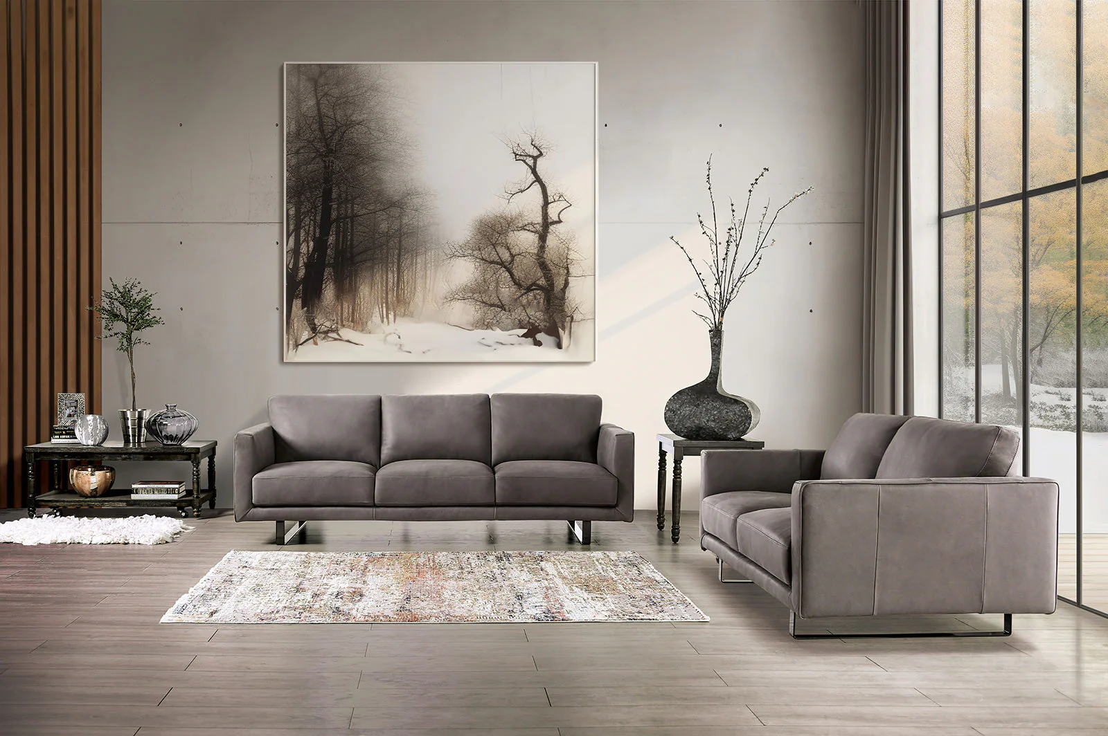 Mezzanotte Gray Real Italian Leather Sofa - Image 5