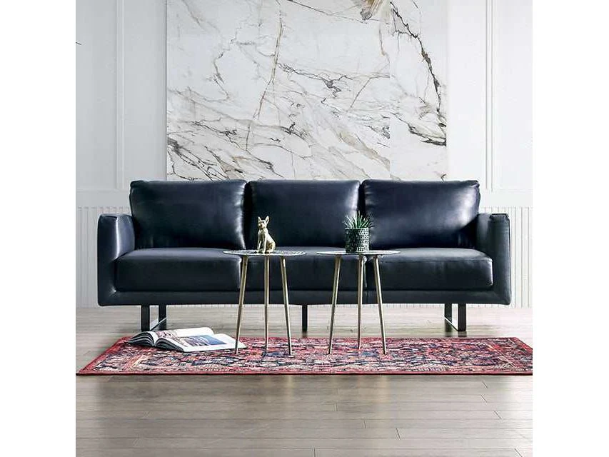 Mezzanotte Midnight Blue Real Italian Leather Sofa