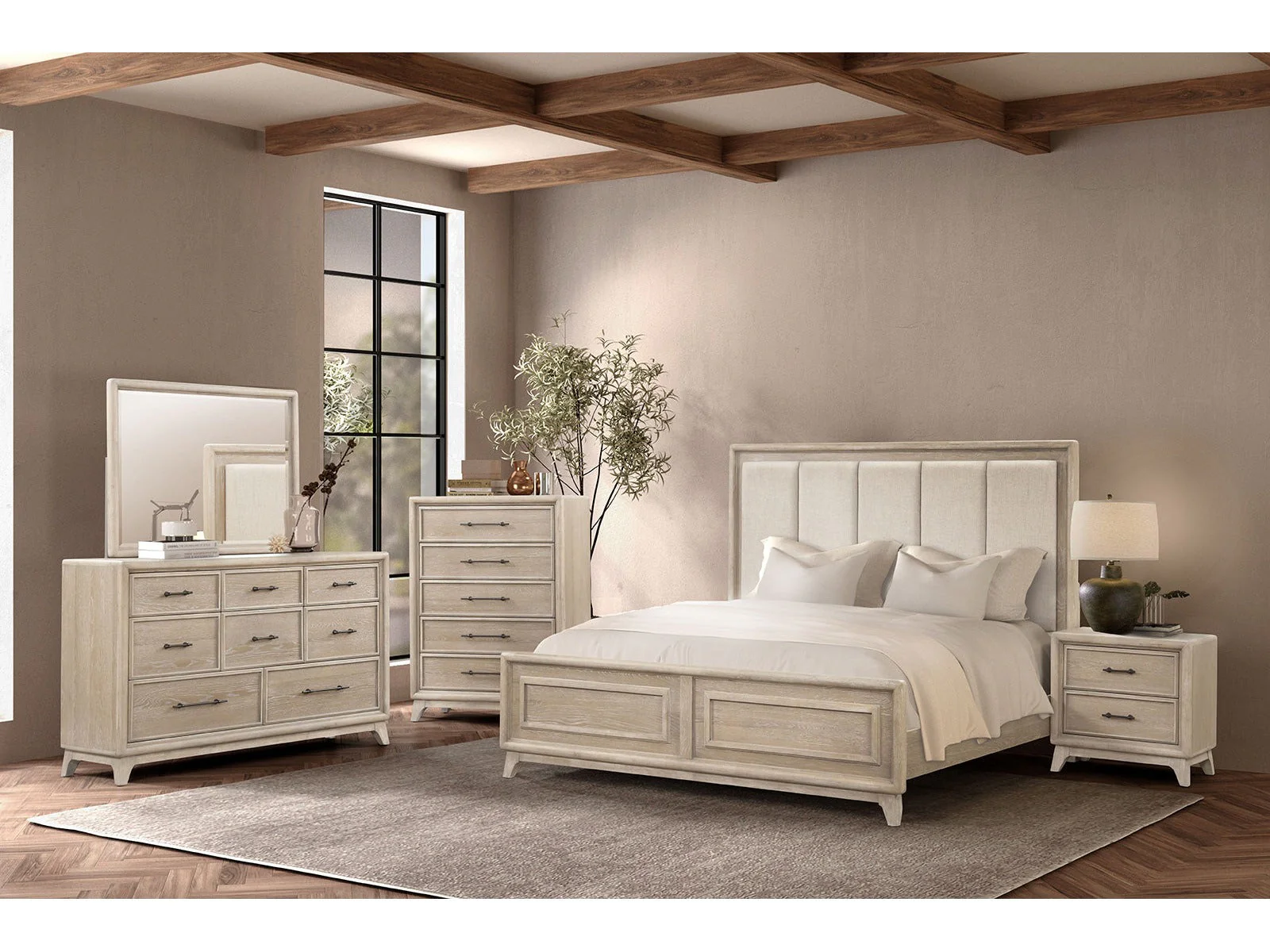 Midhurst Oak Queen 5 Piece Bedroom Set w/2 Nightstands