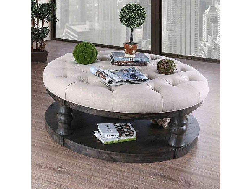 Mika Antique Gray Coffee Table w/ Cushion Top
