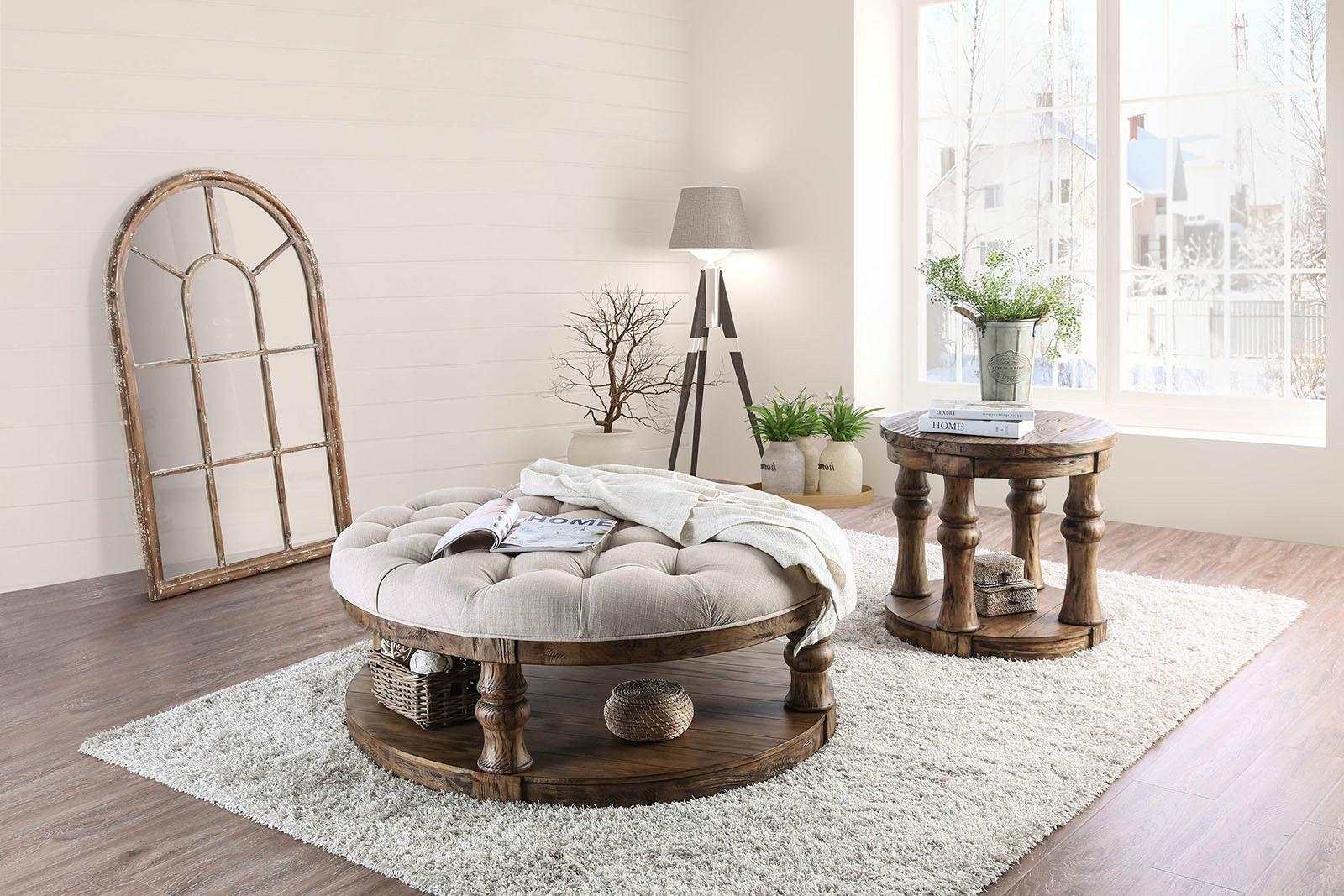 Mika Antique Oak Coffee Table w/ Cushion Top - Image 2