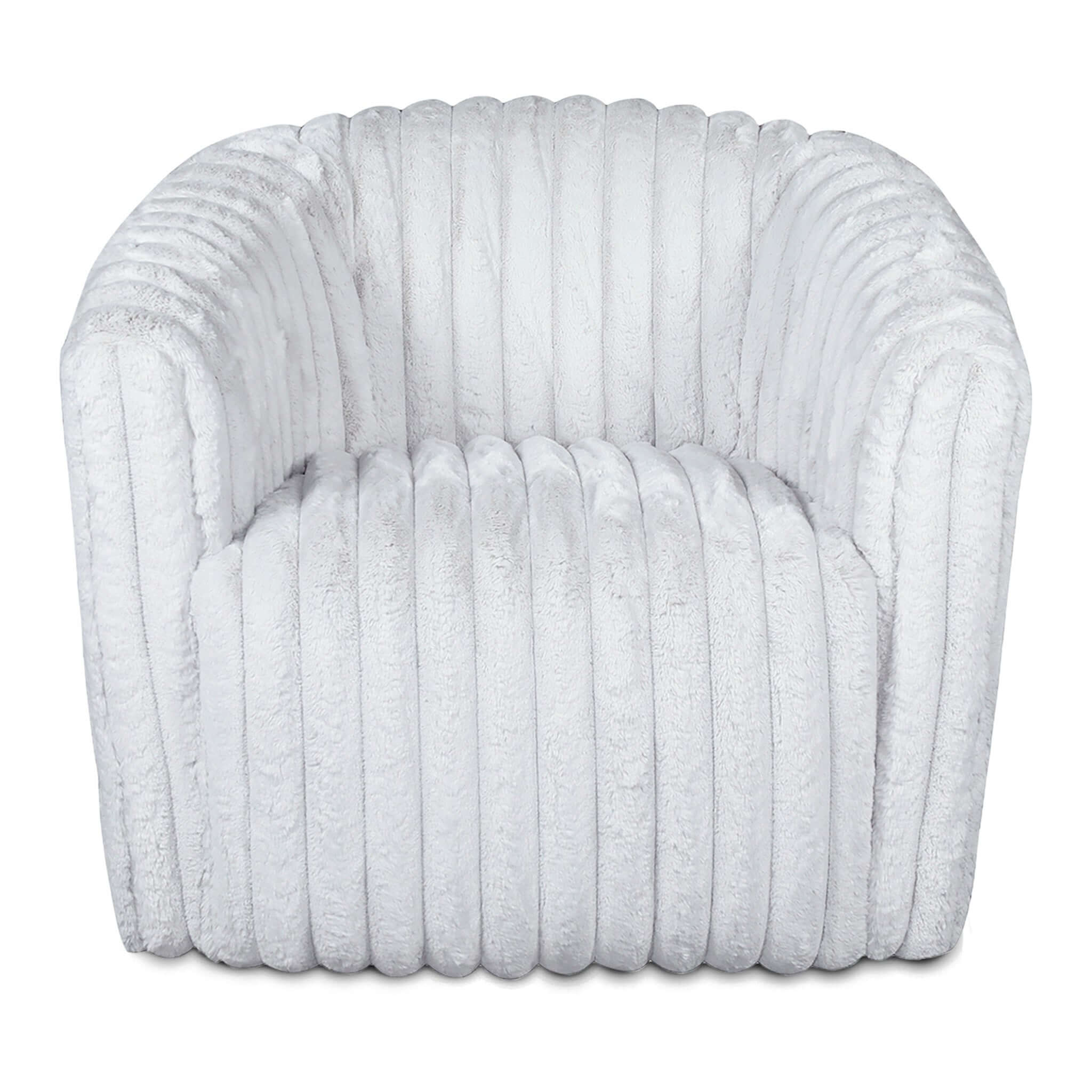 Mira White Soft Plush Fabric Swivel Chair - Image 4
