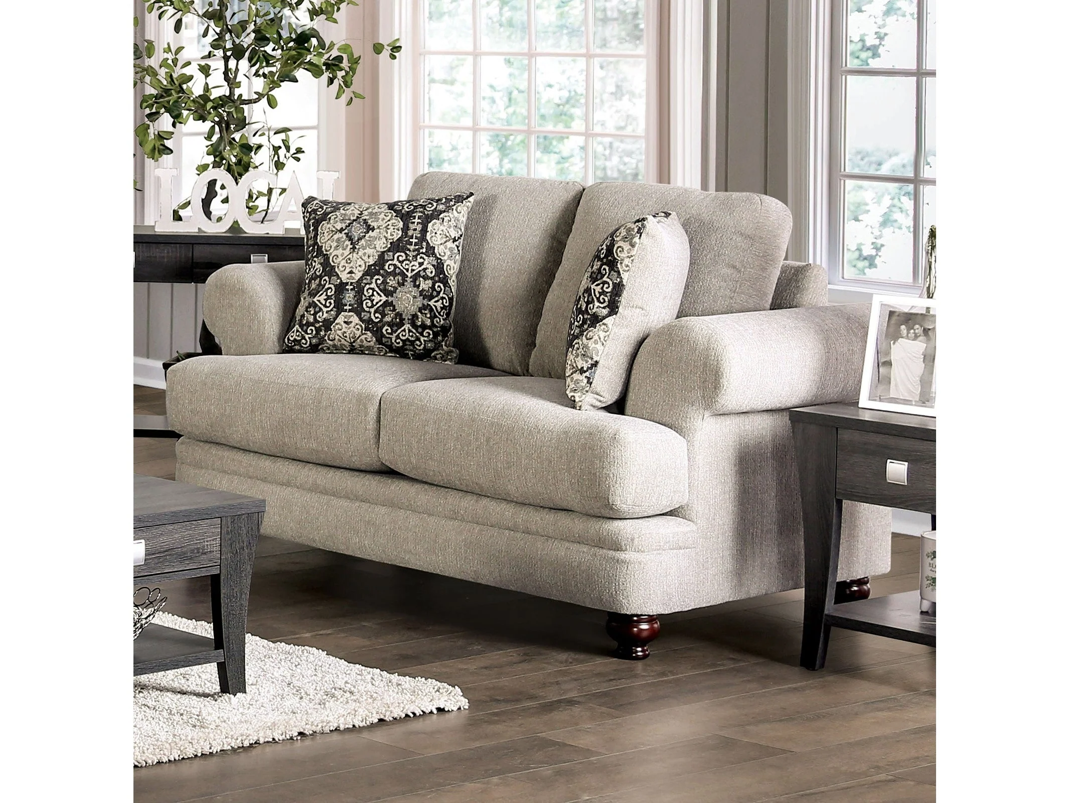 Miramar Beige/Charcoal Loveseat