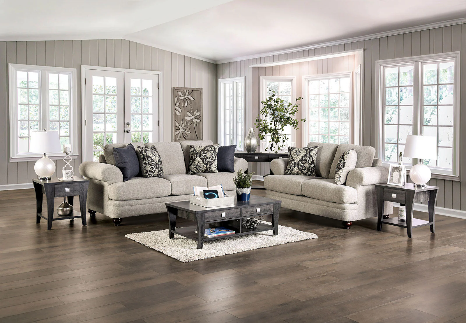 Miramar Beige/Charcoal Loveseat - Image 7