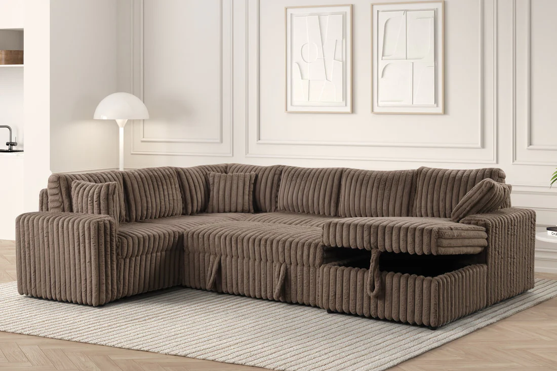 Mocha Sectional with Pullout Bed