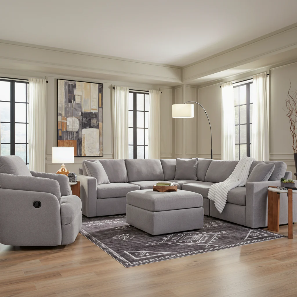 Modmax 4-Piece Sectional with Storage Chaise and Audio Console - Image 5