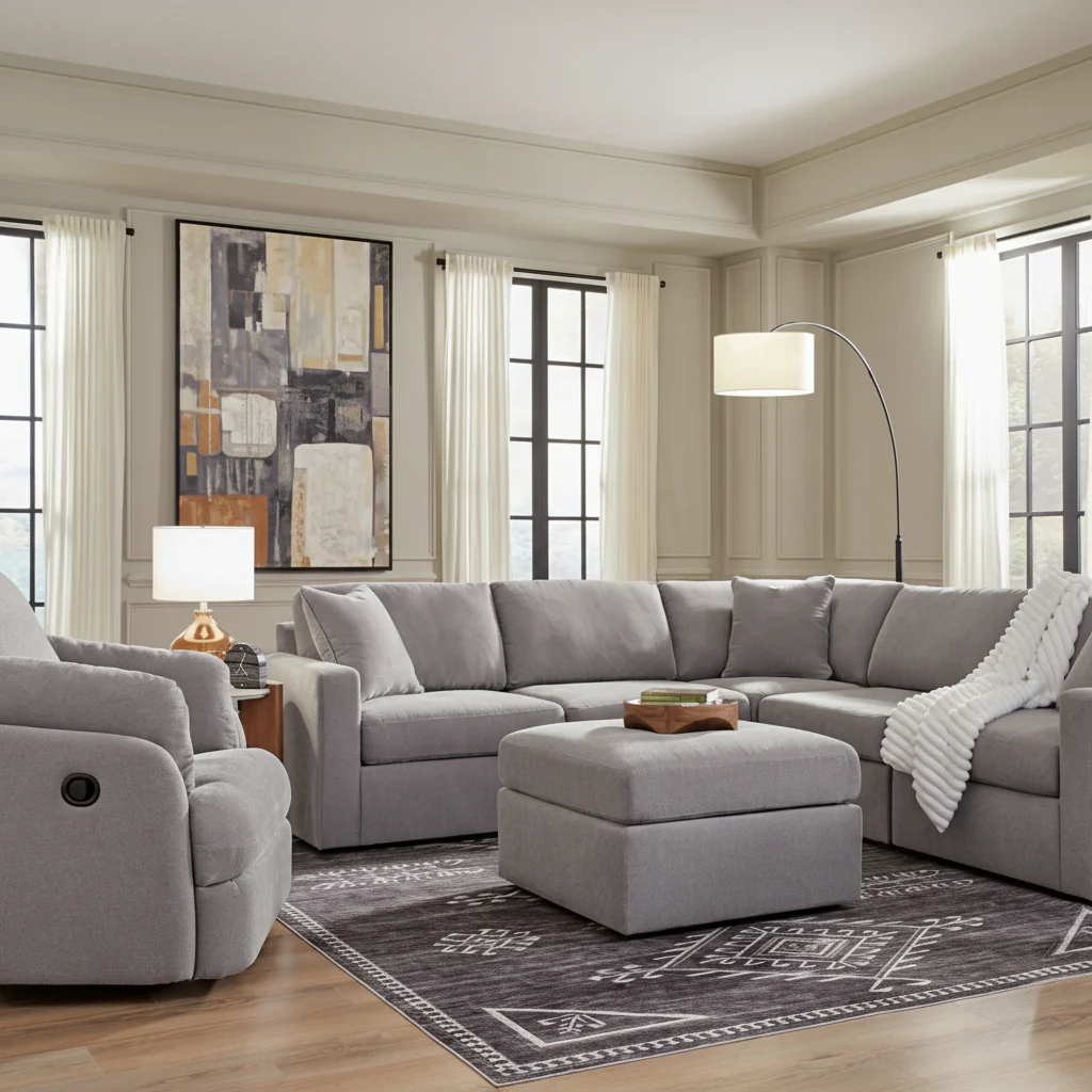 Modmax 4-Piece Sectional with Storage Chaise and Audio Console - Image 6