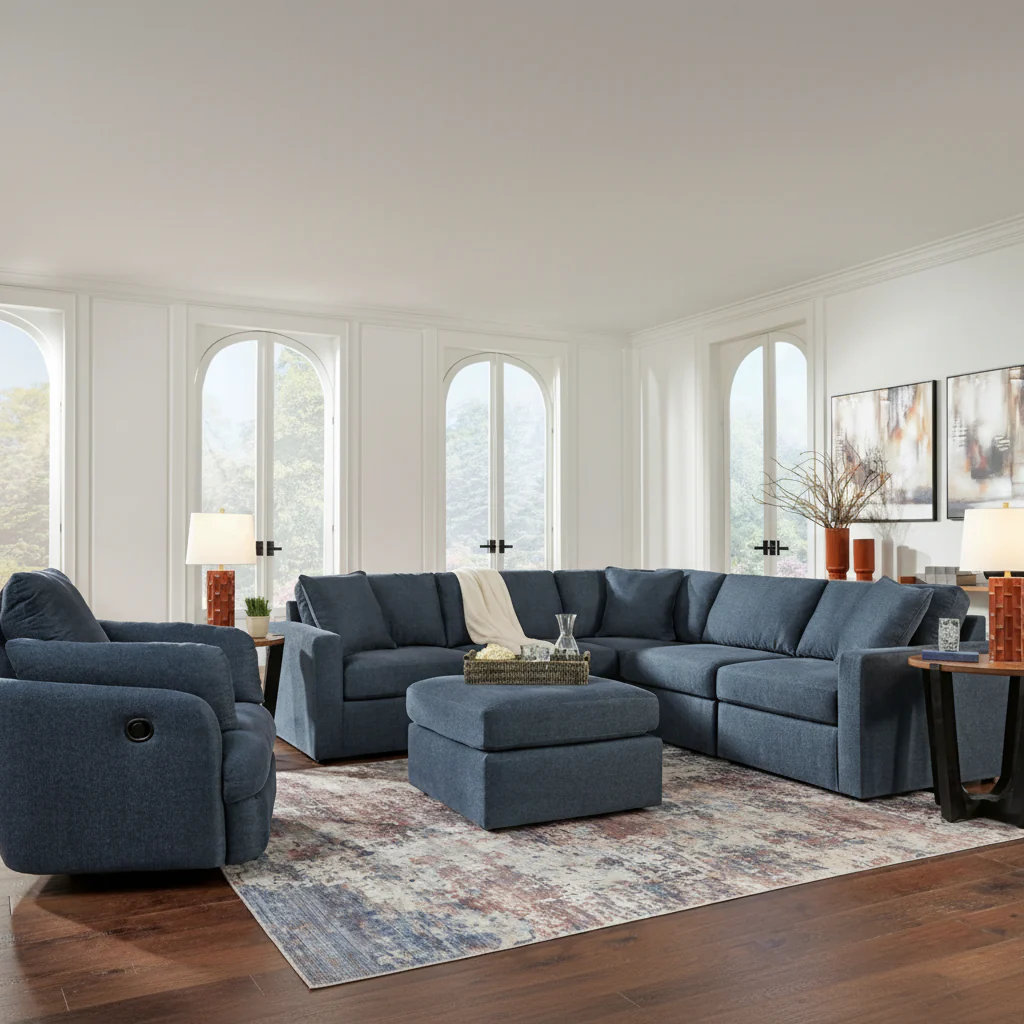 Modmax 4-Piece Sectional with Storage Chaise and Audio Console - Image 8