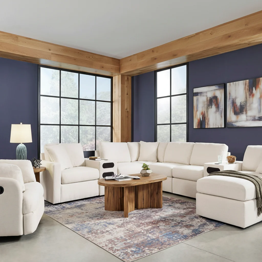 Modmax Premium 4-Piece Sectional with Storage Chaise and Storage Console - Image 3