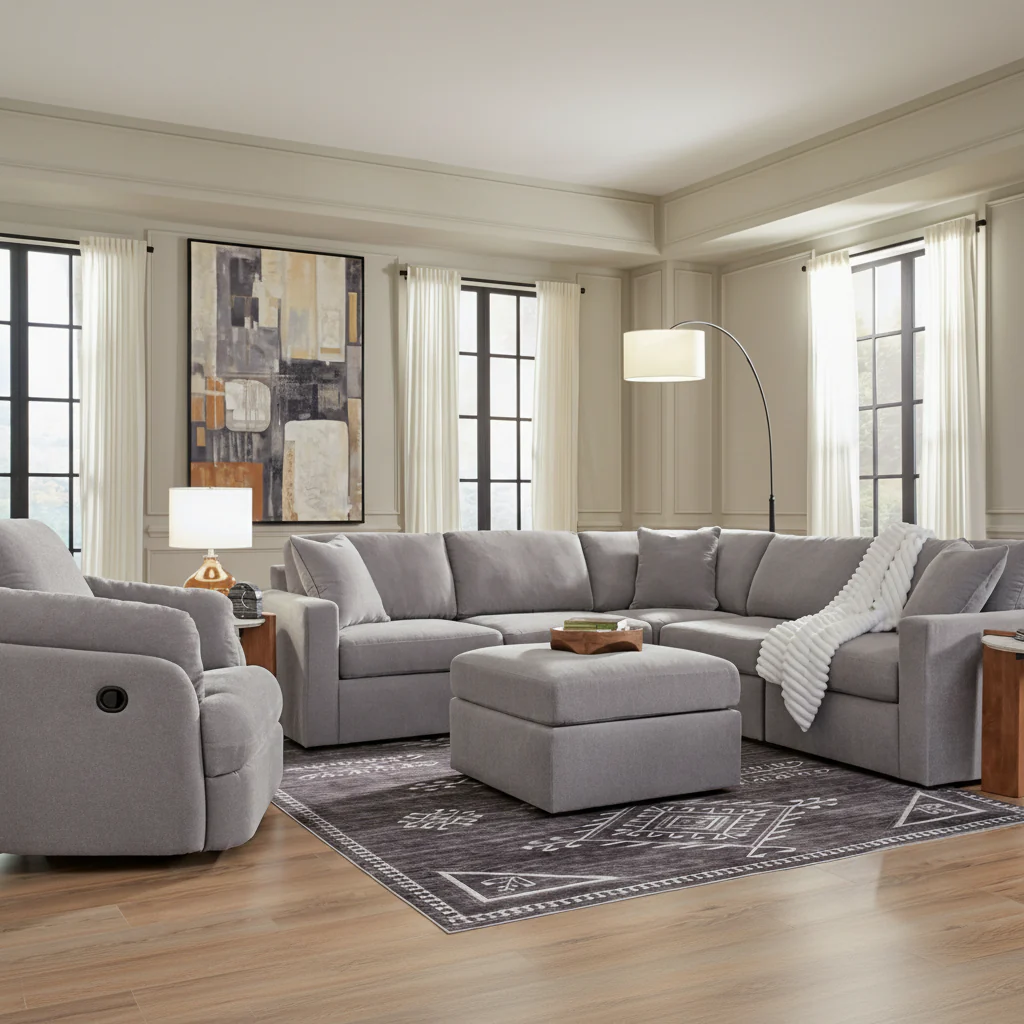 Modmax Premium 4-Piece Sectional with Storage Chaise and Storage Console - Image 5
