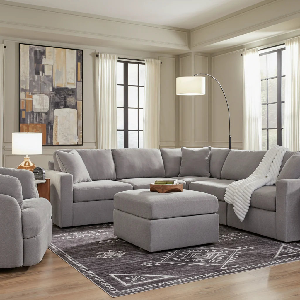 Modmax Premium 4-Piece Sectional with Storage Chaise and Storage Console - Image 6