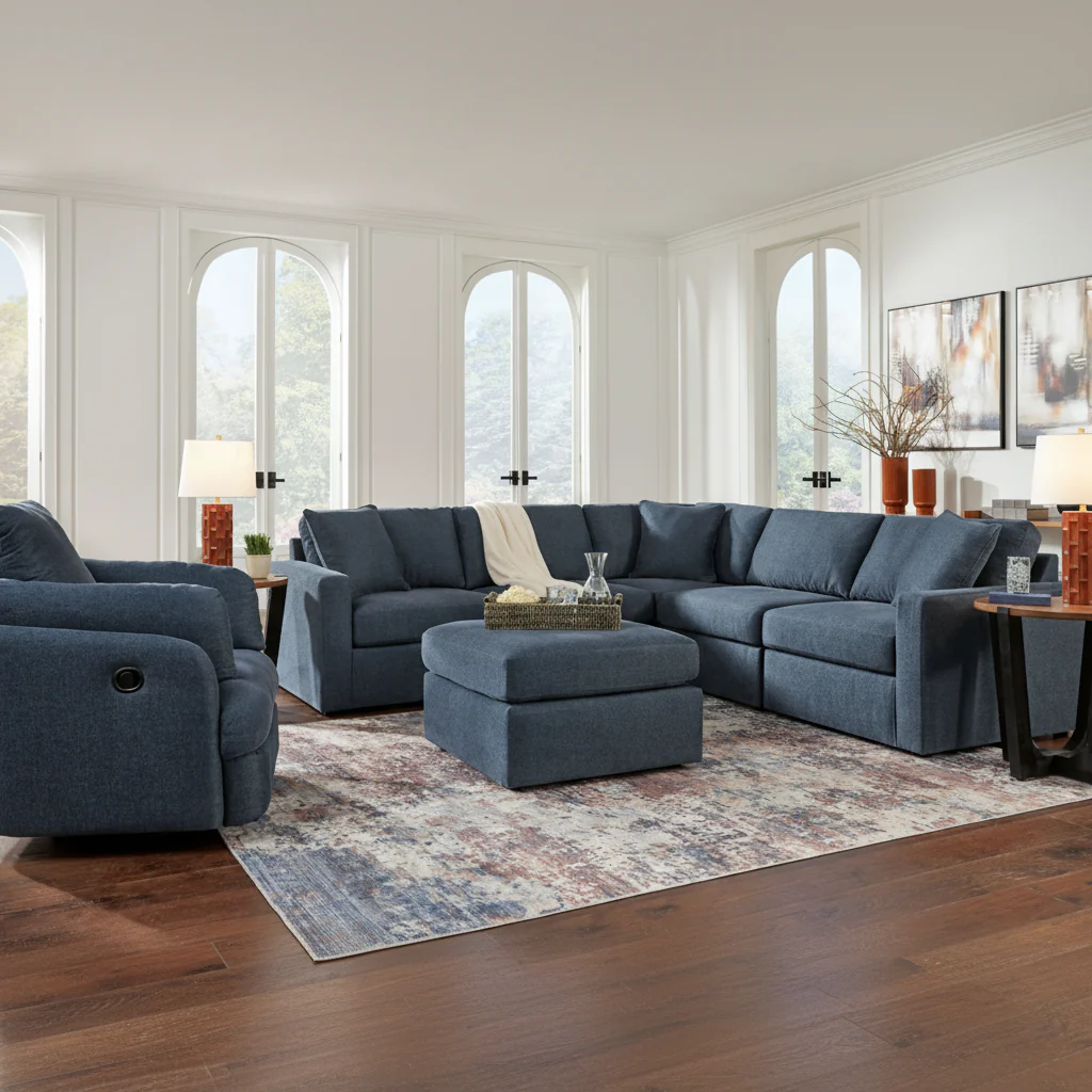 Modmax Premium 4-Piece Sectional with Storage Chaise and Storage Console - Image 8