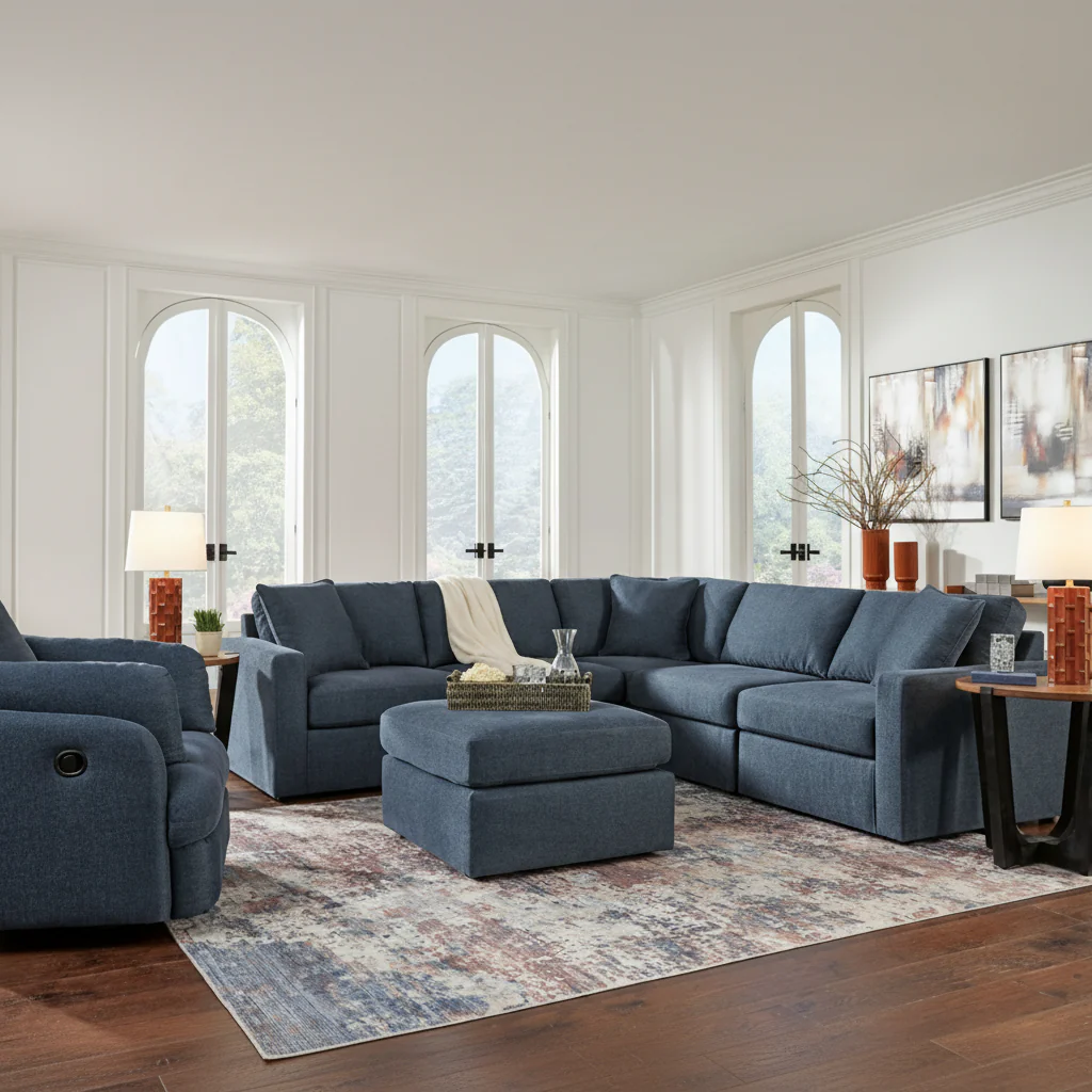 Modmax 5-Piece Double Storage Chaise Sectional with Audio Console - Image 4