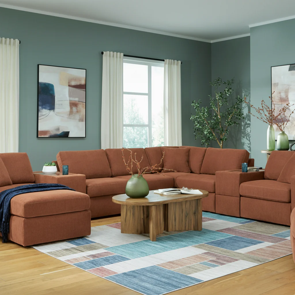 Modmax 6-Piece Sectional with Storage Chaise and Audio Console - Image 2
