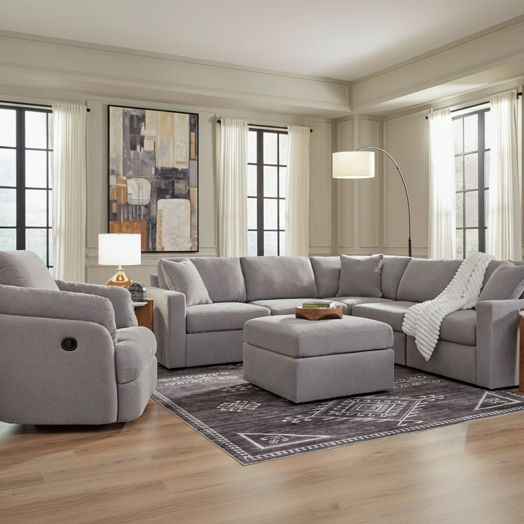 Modmax 6-Piece Sectional with Storage Chaise and Audio Console - Image 6