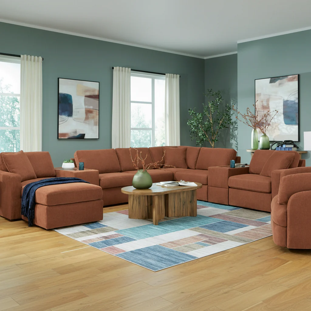 Modmax 6-Piece Sectional with Storage Chaise and Audio Consoles - Image 2