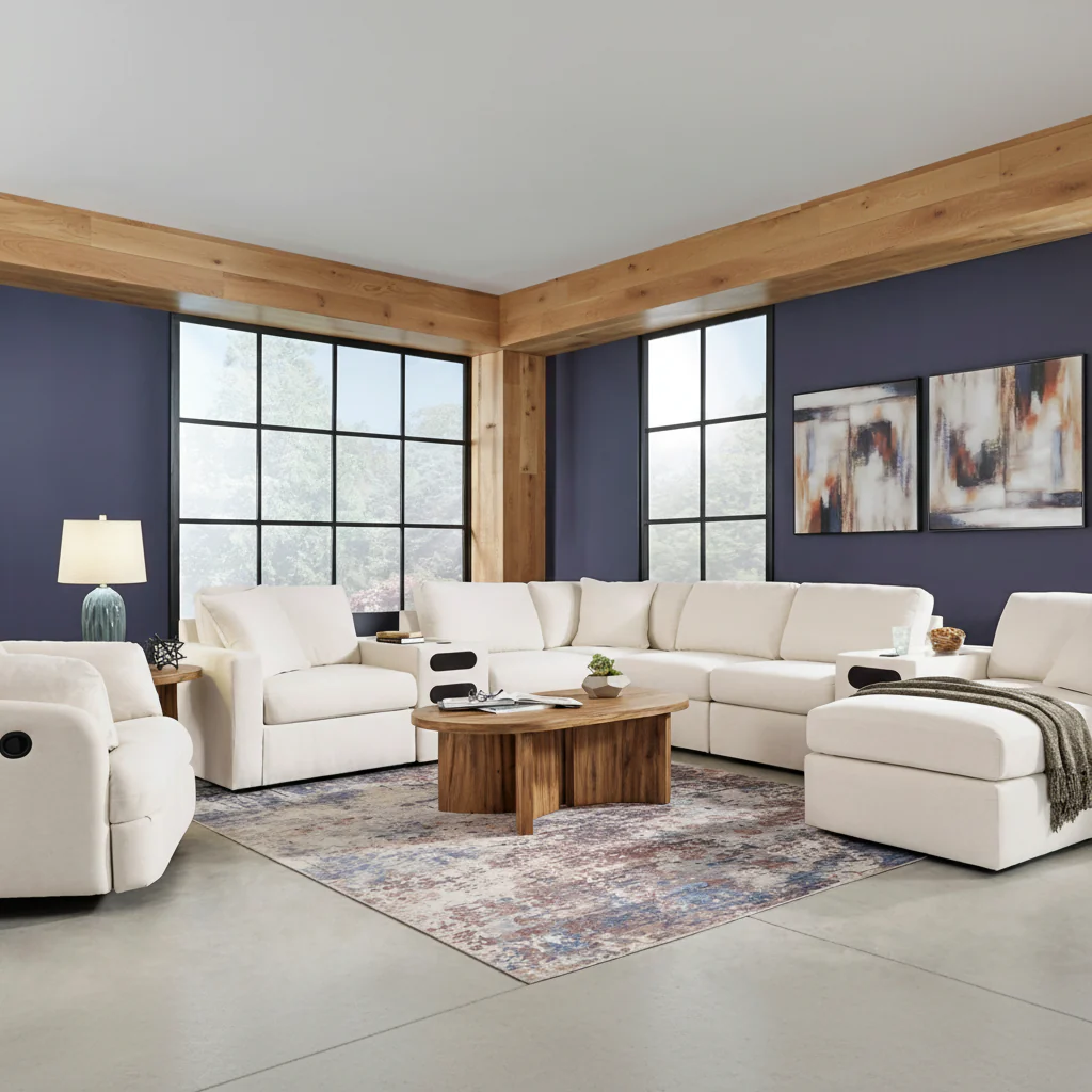 Modmax 6-Piece Sectional with Storage Chaise and Audio Consoles - Image 3