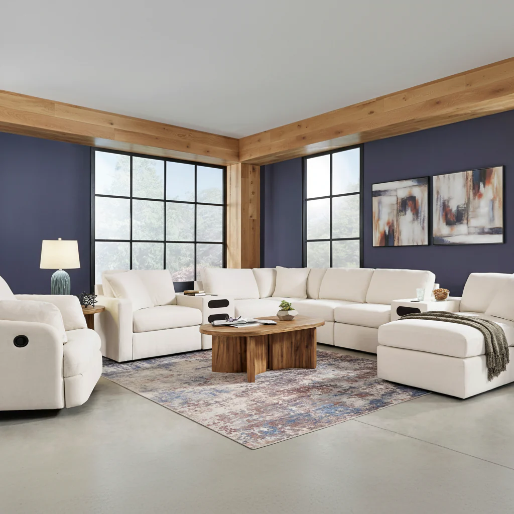 Modmax 6-Piece Sectional with Storage Chaise and Audio Consoles - Image 4