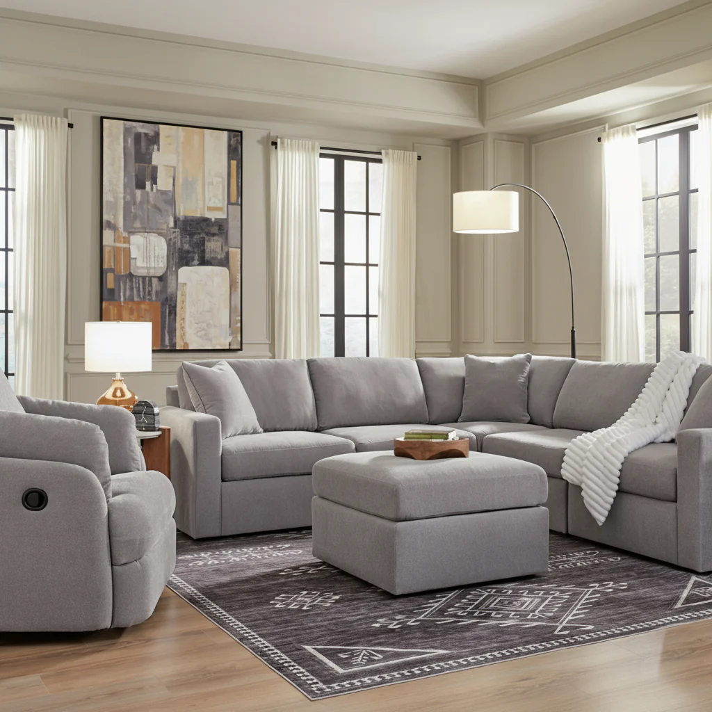 Modmax 6-Piece Sectional with Storage Chaise and Storage Console - Image 12