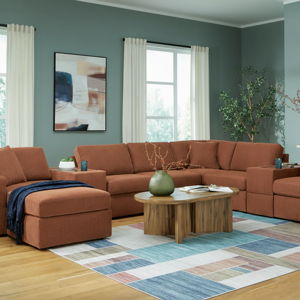 Modmax 6-Piece Sectional with Storage Chaise and Storage Console - Image 2