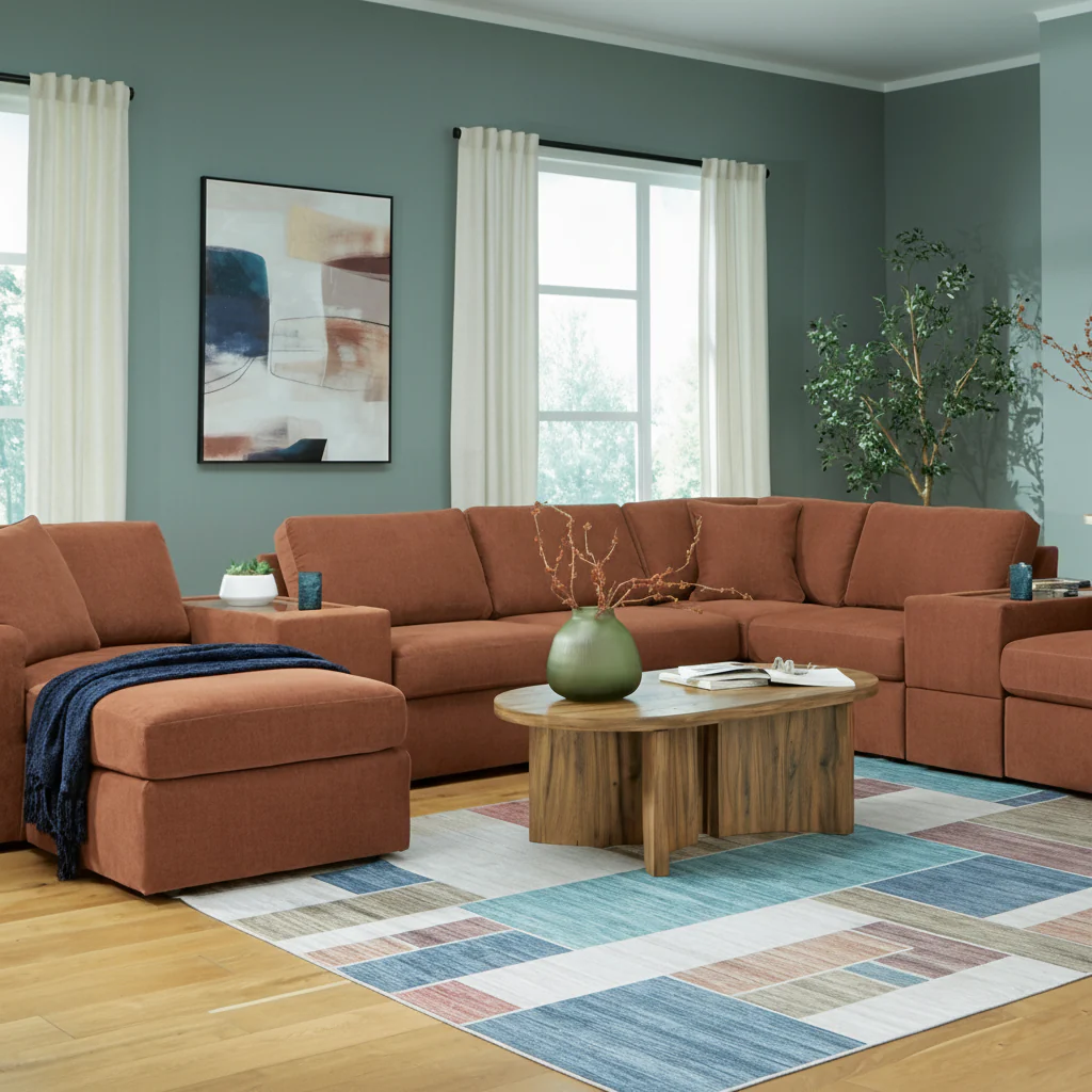 Modmax 6-Piece Sectional with Storage Chaise and Storage Console - Image 3