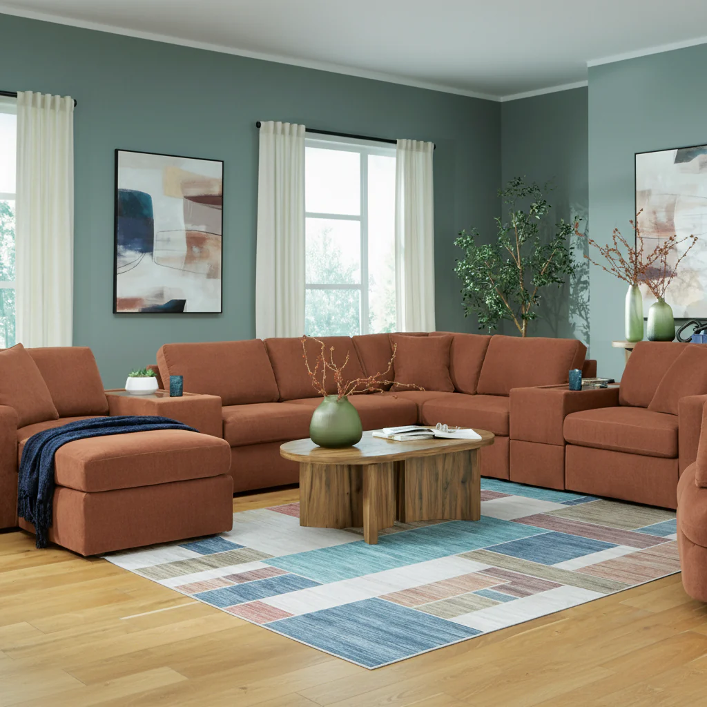 Modmax 6-Piece Sectional with Storage Chaise and Storage Console - Image 4