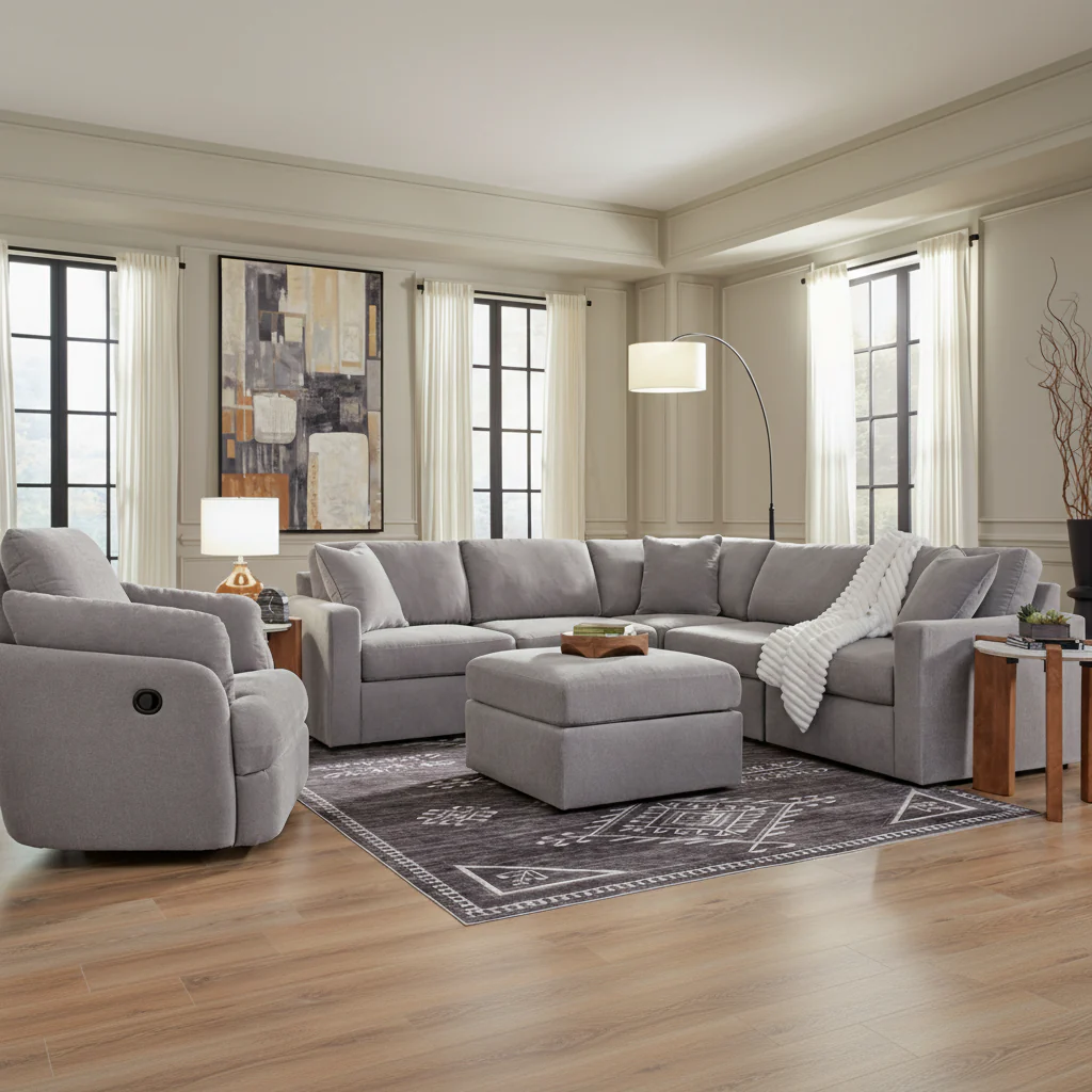 Modmax 6-Piece Sectional with Storage Chaise and Storage Console - Image 9