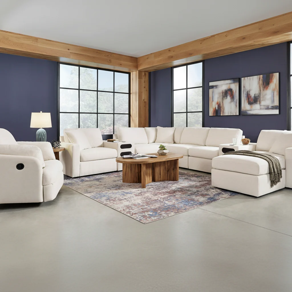 Modmax 7-Piece Double Storage Chaise Sectional with Storage Console - Image 2