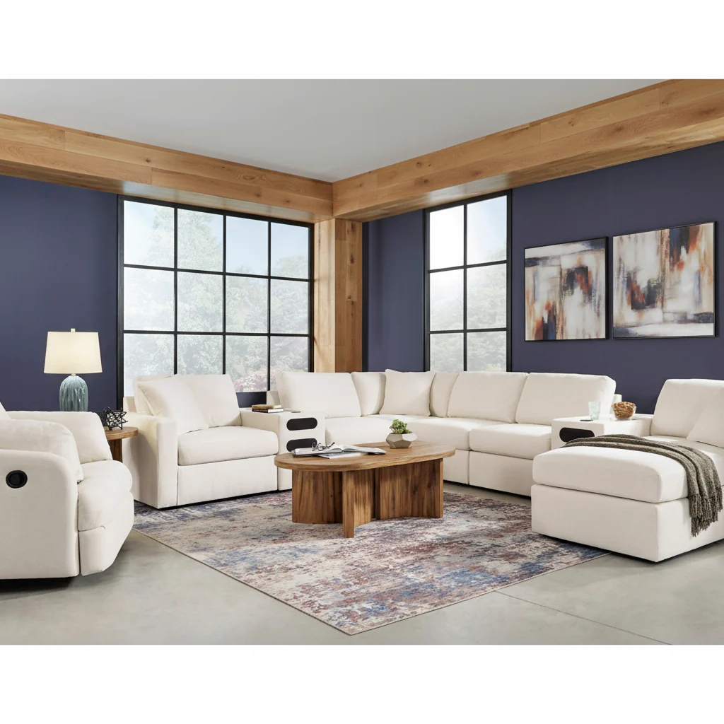 Modmax 8-Piece Double Storage Chaise Sectional with Audio and Storage Consoles - Image 2