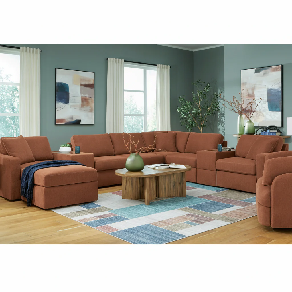 Modmax 8-Piece Sectional with Storage Chaise and Audio Consoles - Image 2
