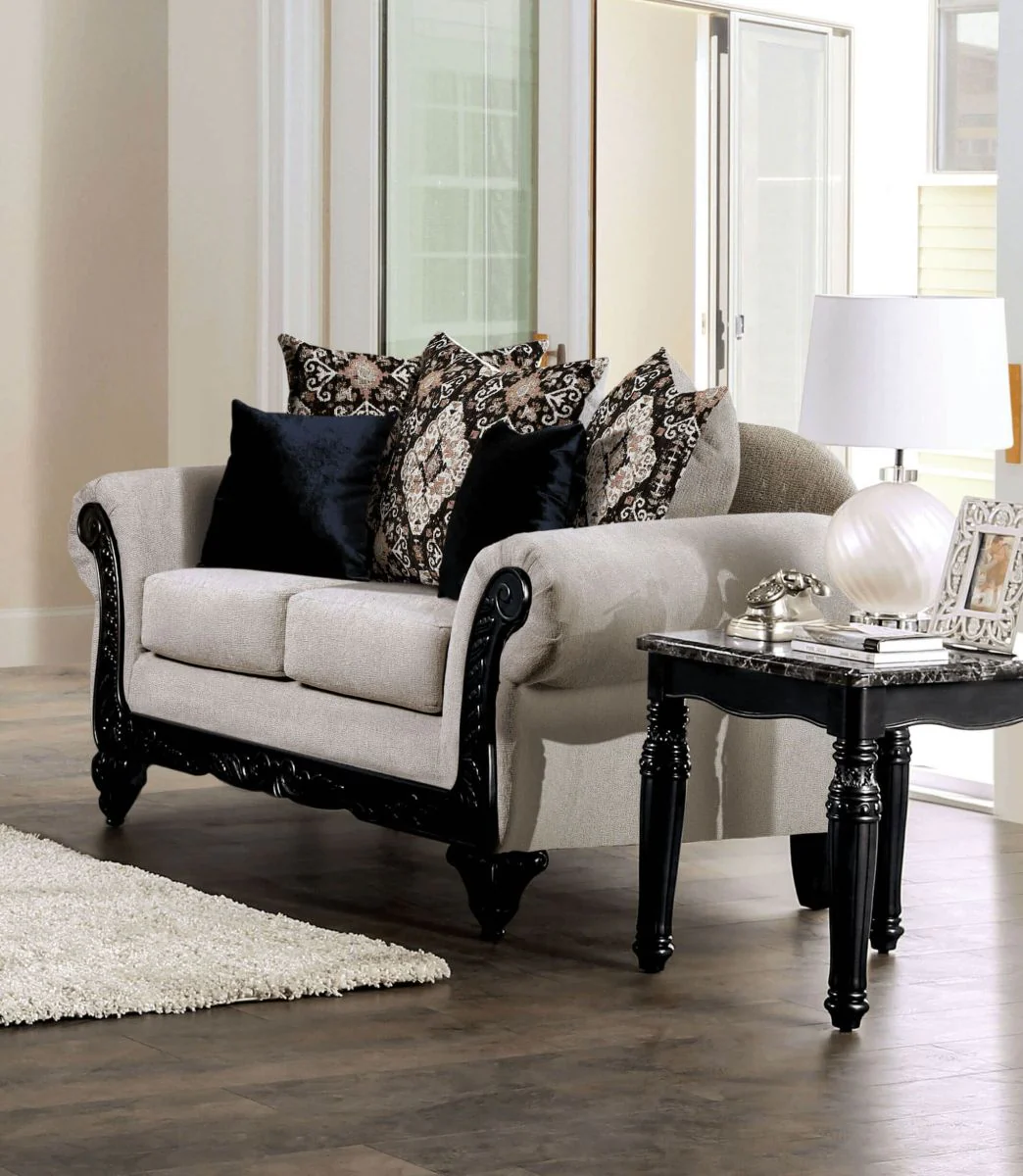 Molfetta Light Brown & Black Sofa & Loveseat - Image 3
