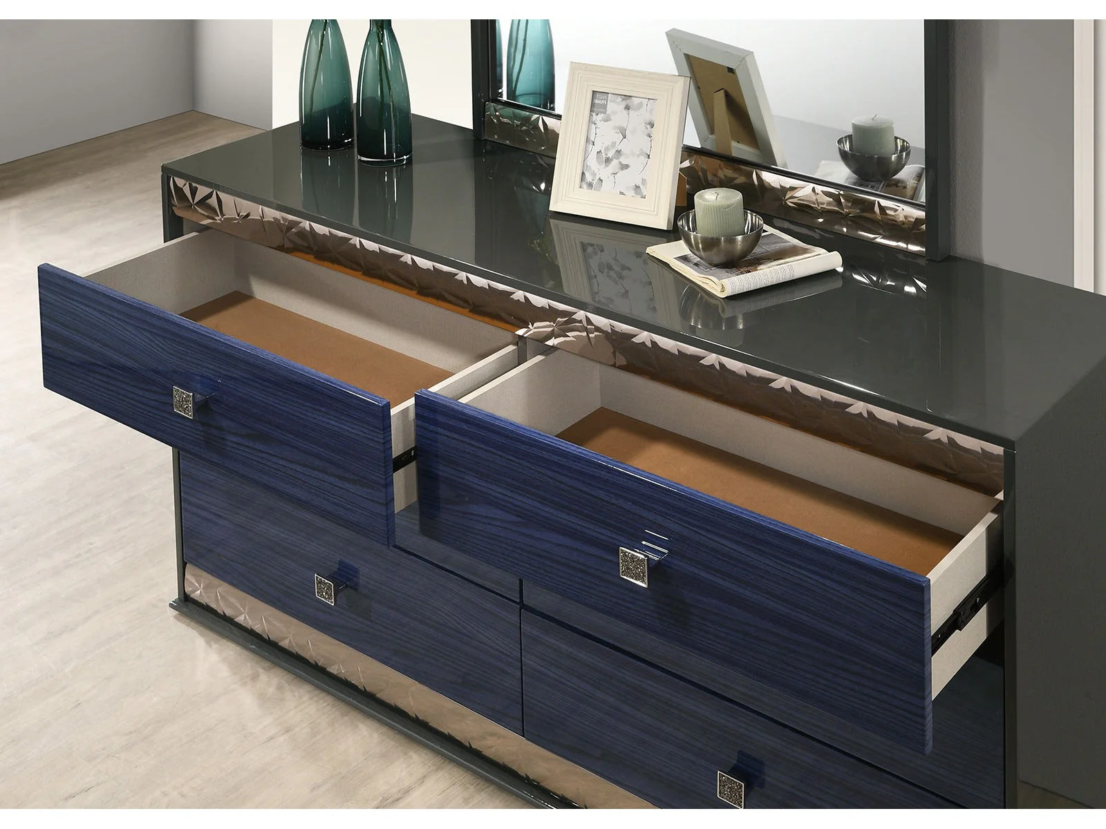 Morcote Ash Gray/Indigo Blue Dresser - Image 2