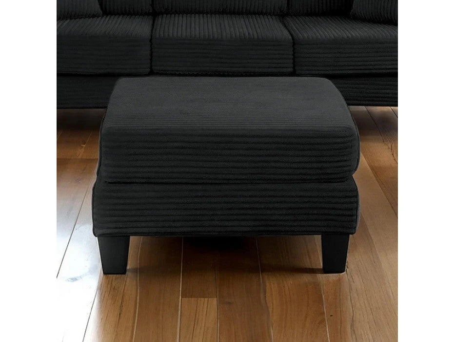 Moretaine Black Corduroy Storage Ottoman