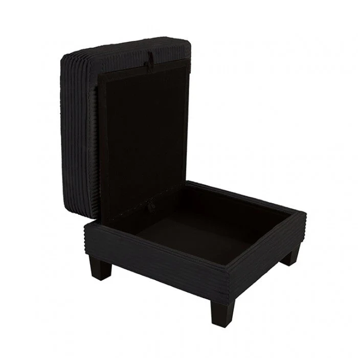 Moretaine Black Corduroy Storage Ottoman - Image 2