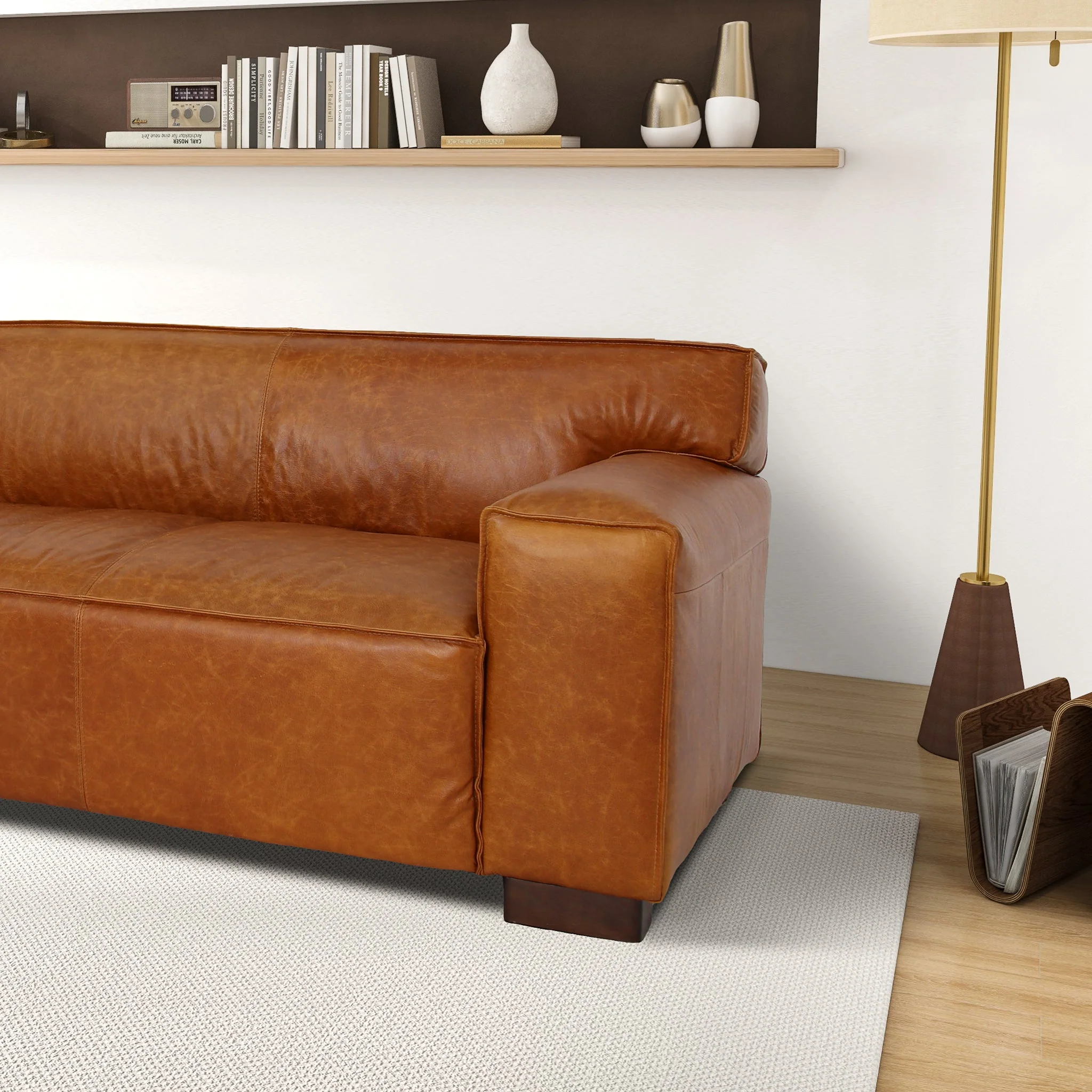 Morgan Waxy Cognac Leather Sofa - Image 4