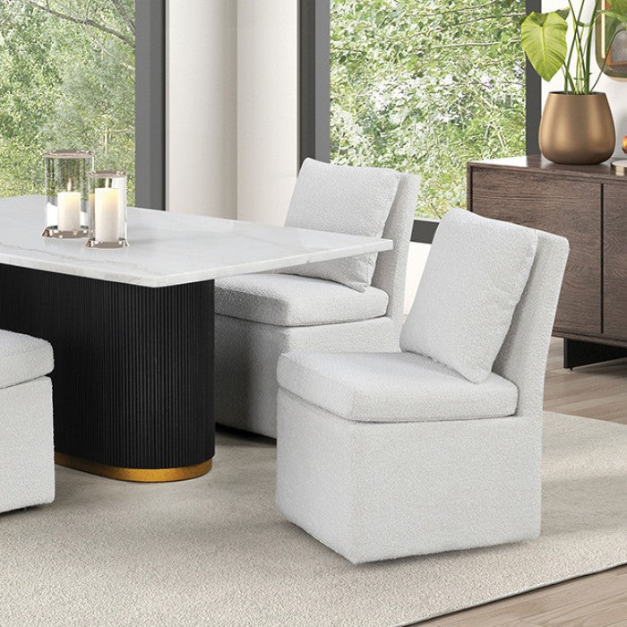Morges Black/White 5 Piece Dining Set with 4 Square Chairs - Image 3